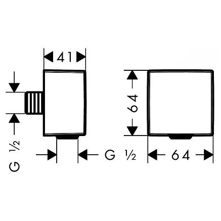 FIXFIT Square шлангове під'єднування з захистом зворотного струму , без шарніра, фото 2
