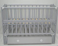 Кроватка деревянная для новорожденных Анастасия, маятник, ящик, 120-60 см, бук, Серый