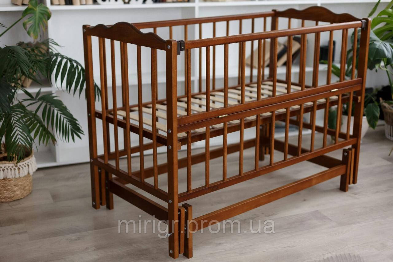 Кроватка деревянная для новорожденных Ангелина 2, маятник, 120-60 см, бук, Венге - фото 2 - id-p1599278256