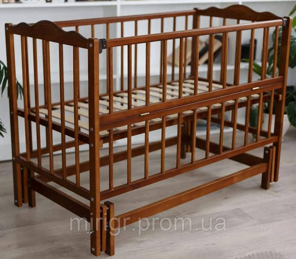 Кроватка деревянная для новорожденных Ангелина 2, маятник, 120-60 см, бук, Венге - фото 3 - id-p1599278256