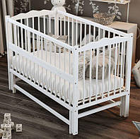 Кроватка колыбель для новорожденных Веселка, маятник, 3 уровня дна, откидная боковина. Белый
