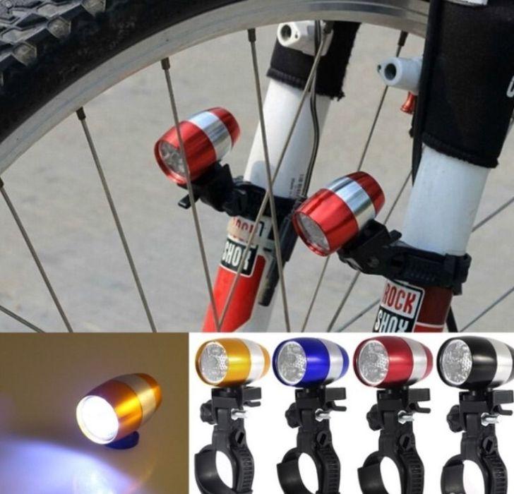 Мініліхтар на вилку велосипеда 6 LED з кріпленням фара велофара стоп (ЧОРНИЙ)