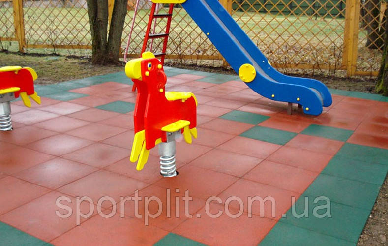 Травмобезпечна гумова плитка для дитячих майданчиків., фото 1