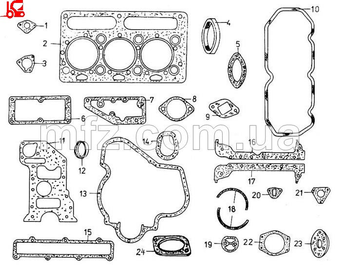 Прокладки и уплотнения двигателя Д2500 Балканкар комплект К131.01.17 - фото 6 - id-p138434207