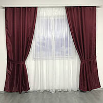 Комплект підшитих штор з монорея 150х270 см (2 шт) ALBO Бордовие (SH-F-7), фото 5