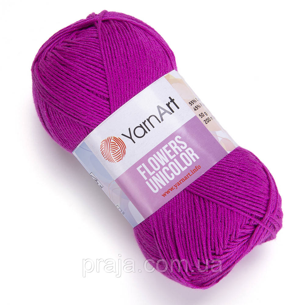 Yarnart Flowers Unicolor Флаверс Юніколор - 750 фуксія, фото 1