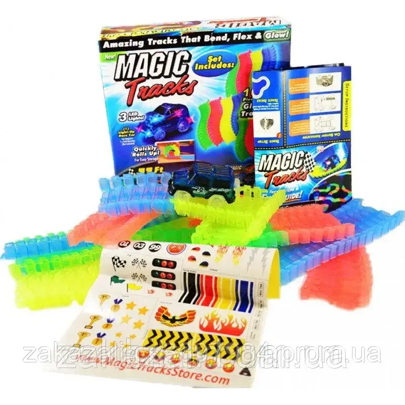 Дитячий конструктор Magic Tracks 220 деталей | Гнучка іграшкова дорога з машинкою, фото 1