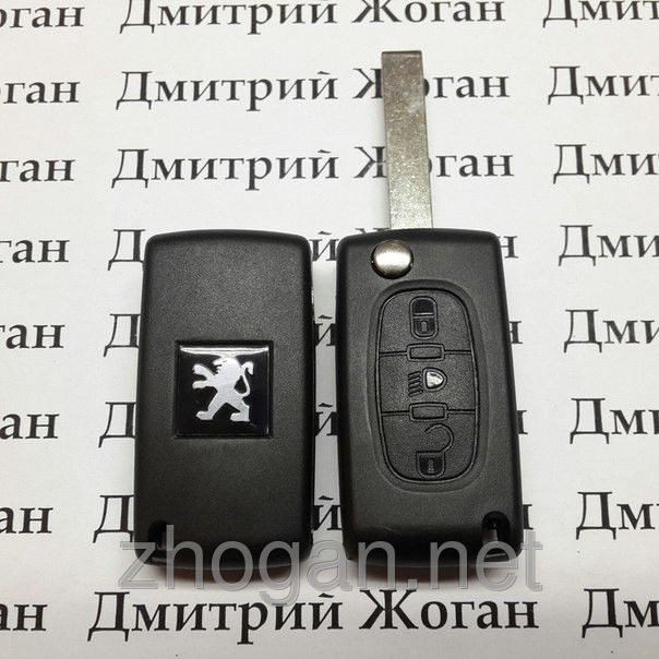 Ключ для PEUGEOT (Пежо) 3 - кнопки (средняя фара) с чипом ID46/433MHZ - фото 1 - id-p257258316