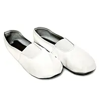 Чешки кожаные белые для танцев и гимнастики на резинке 19.5 (см)