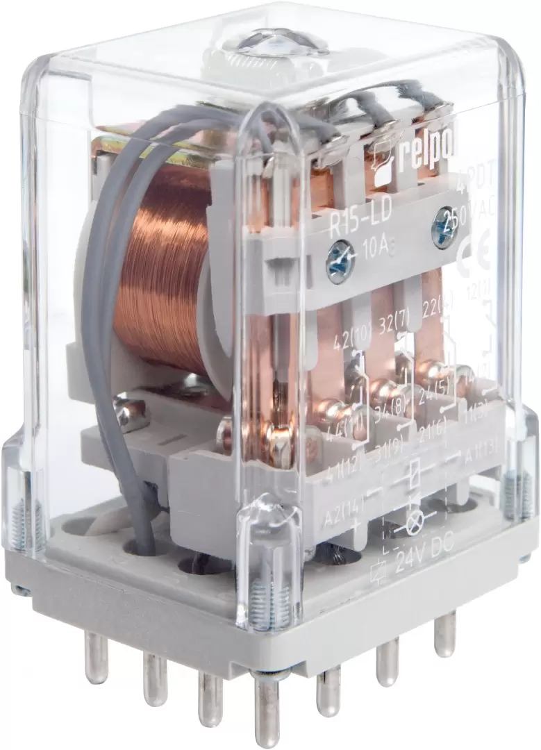 Реле проміжне RELPOL R15-1014-23-3220-L 20А 4CO 220V AC (електромеханічне)