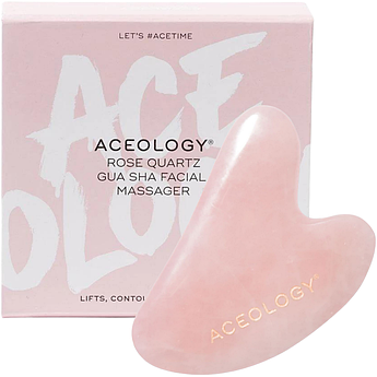 Масажний скребок гуаша із рожевого кварцу  Aceology Rose Quartz Gua Sha Facial Massager