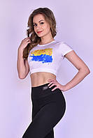 Женский спортивный топ-футболка c с украинским принтом: флаг