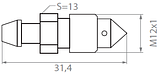 Штуцер прокачки тормозов M12 x 1. Длина 31,4 мм. Ключ 13 мм., фото 2