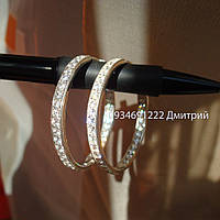 Серьги-кольца с камнями серебряные