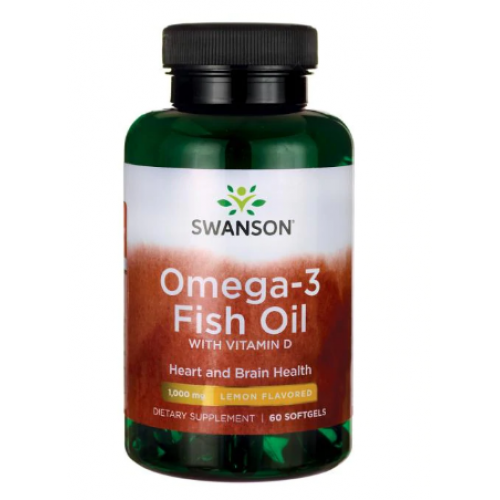 Omega-3 Fish Oil With Vitamin D Swanson, 60 капсул