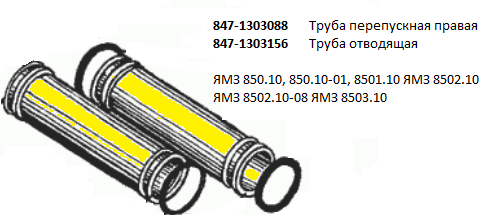 Труба 847-1303088 перепускная правая ЯМЗ из нержавеющей стали