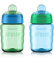 Поилка бутылочка непроливайка с силиконовым носиком Philips AVENT, 9+ мес, синяя и зеленая 260 мл