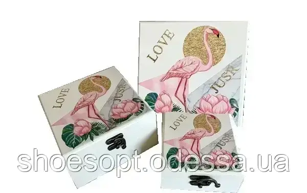 Скринька для прикрас Фламінго набір 3 шт. 18х18х9см, фото 1