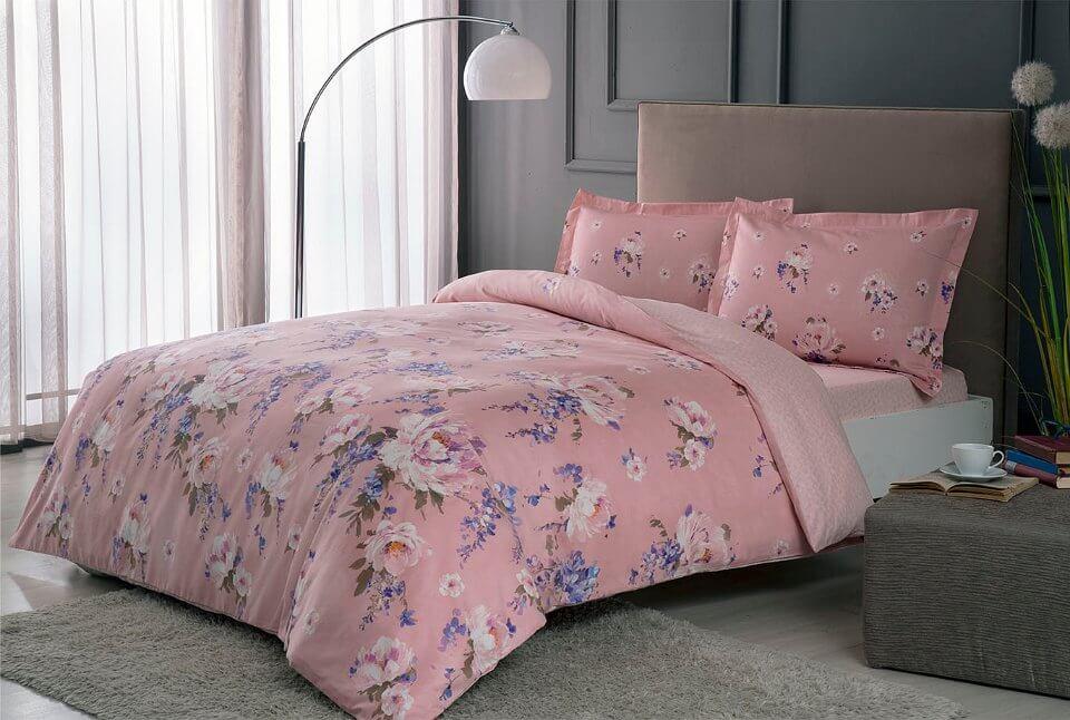 Турецька Постельна білизна TAC Rain Pink Сатин