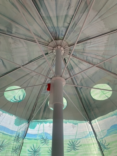 Зонт пляжный с anti-UF напылением КЛАПАН 220 см усиленный зеленый пальмы без наклона - фото 5 - id-p1599455386