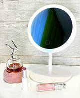 Зеркало для макияжа с Led подсветкой круглое белое Led makeup mirror