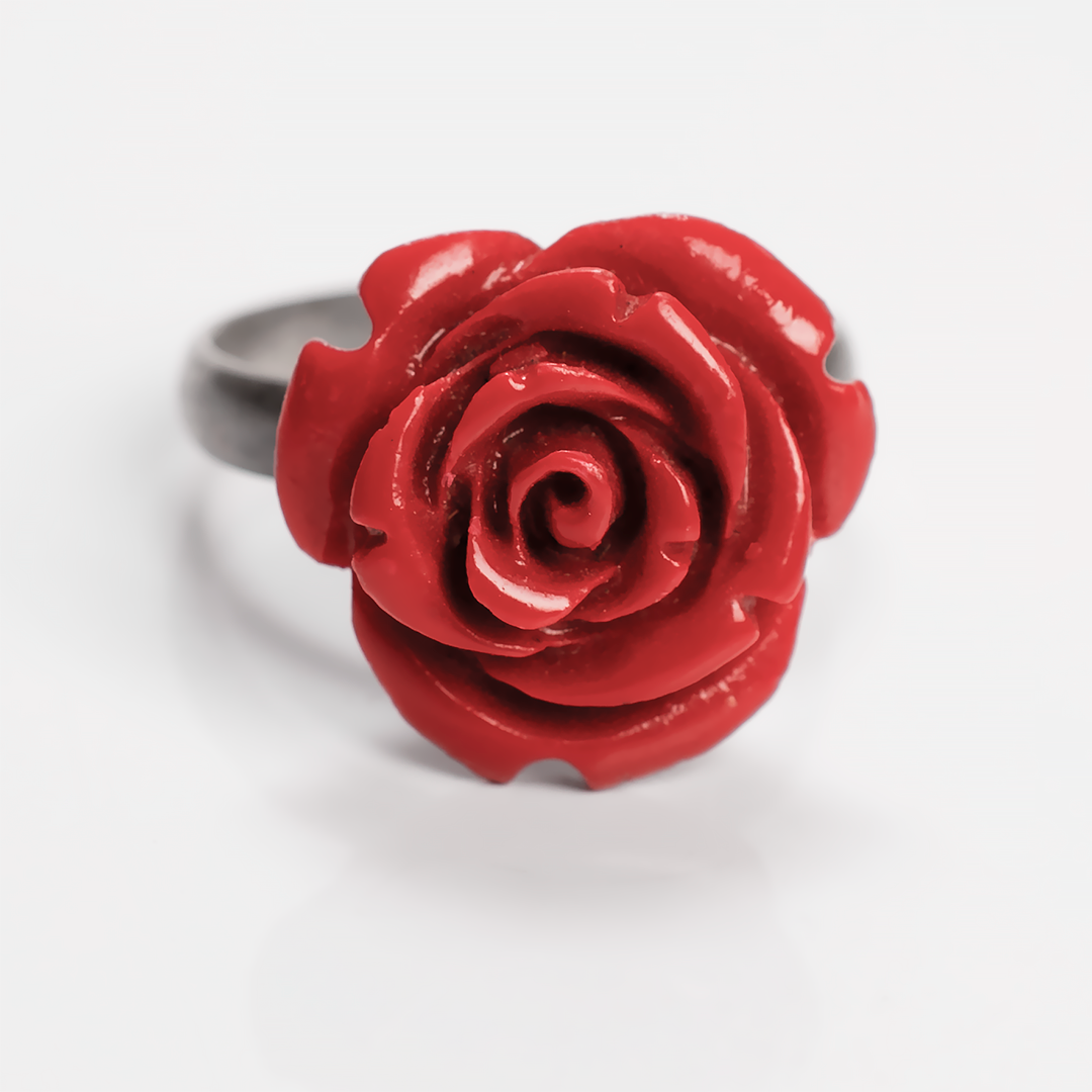 Коралл красный серебряное кольцо, 3007КЦК