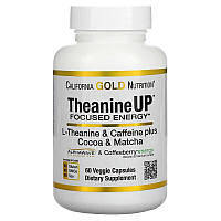 L-Теанин и кофеин California Gold Nutrition "TheanineUP" концентрация и энергия (60 капсул)