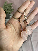Брелок-оберег Череп из Розового кварца, Натуральный розовый камень для ключей и сумок, череп в подарок