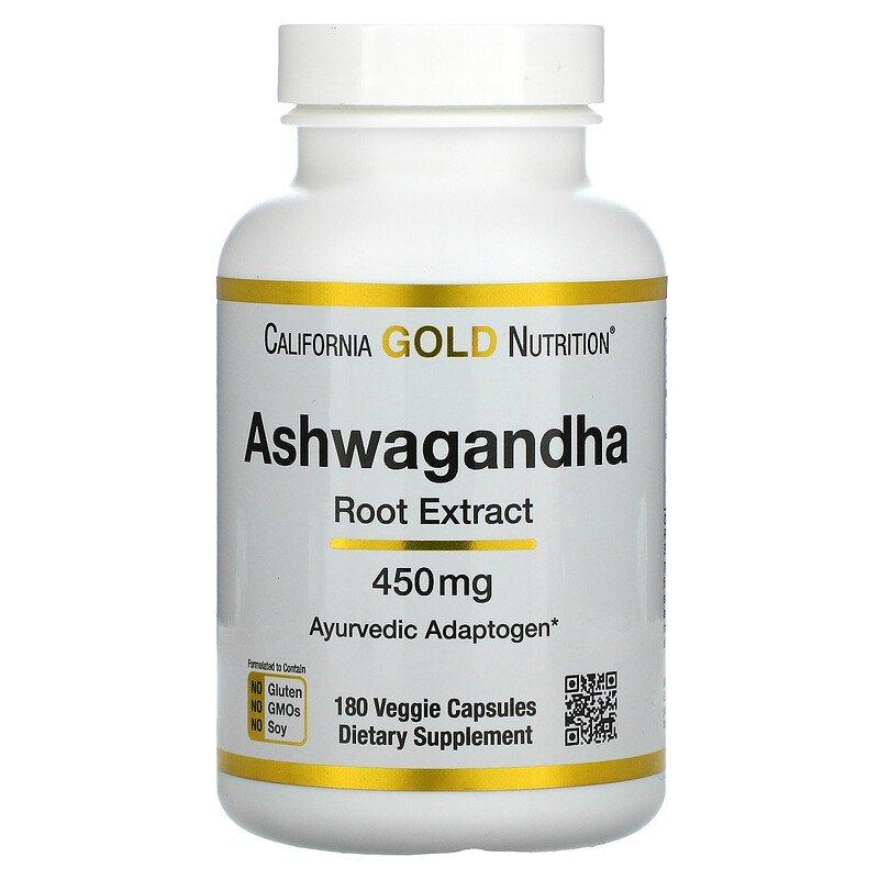 Екстракт кореня ашваганди California Gold Nutrition "Ashwagandha Root Extract" 450 мг (180 капсул)