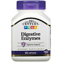 Пищеварительные ферменты, 21st Century "Digestive Enzymes" поддержка пищеварения (60 капсул)