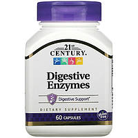 Пищеварительные ферменты 21st Century "Digestive Enzymes" поддержка пищеварения (60 капсул)