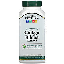 Екстракт Гінкго Білоба 21st Century "Ginkgo Biloba Extract" (200 капсул)