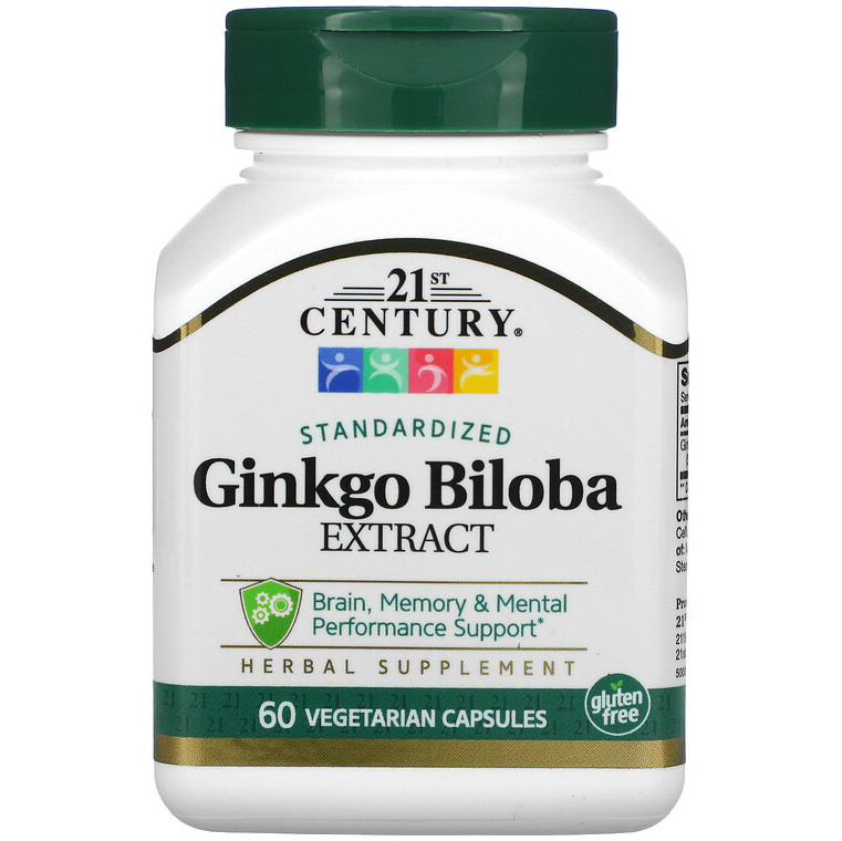 Екстракт Гінкго Білоба 21st Century "Ginkgo Biloba Extract" (60 капсул), фото 1