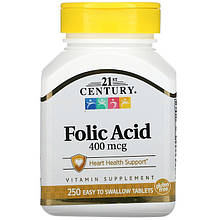 Фолієва кислота 21st Century "Folic Acid" 400 мкг (250 таблеток)