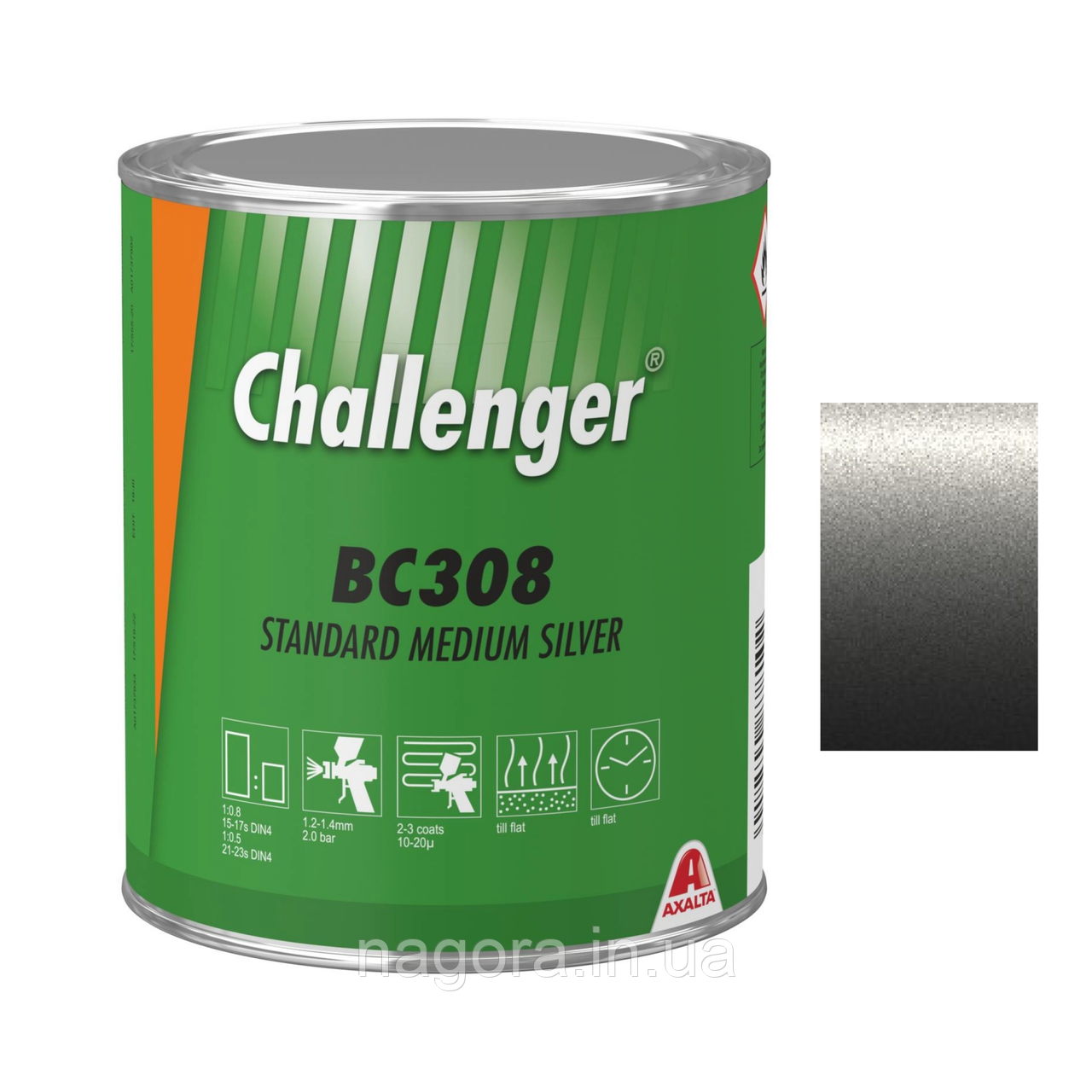 Базове покриття Challenger Basecoat BC308 Standard Medium Silver (1л)