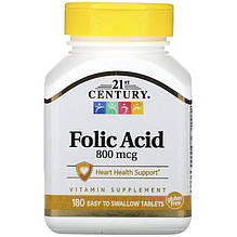 Фолієва кислота 21st Century "Folic Acid" 800 мкг (180 таблеток)