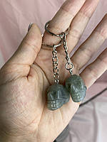 Брелок-оберег Череп з Лабрадориту, Натуральний сірий камінь для ключів та сумок, череп у подарунок