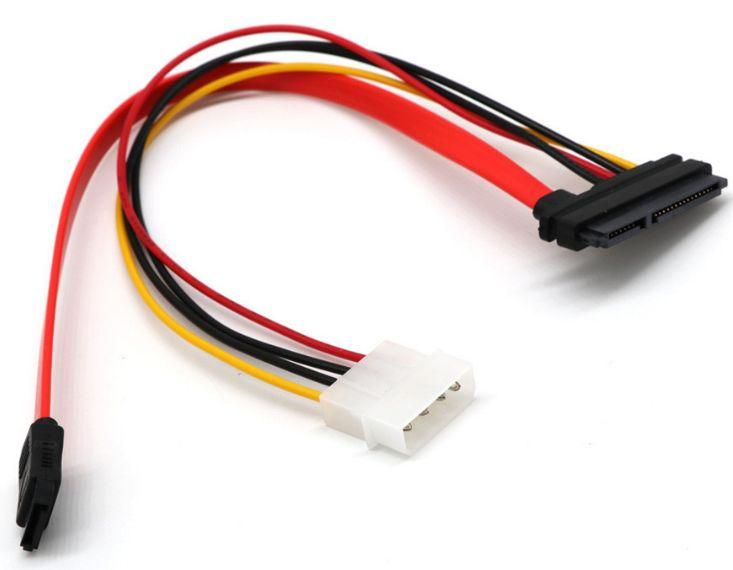 Кабель подовжувач 40 см з molex 22-pin (7+15) SATA Male to Female DATA