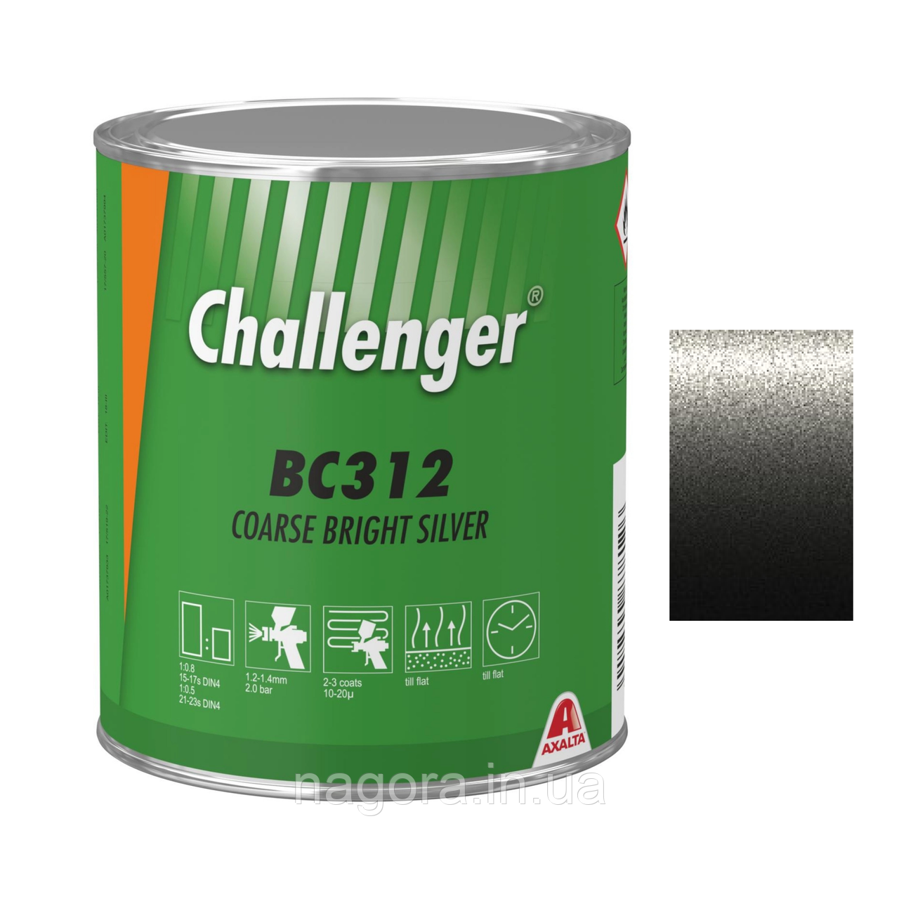 Базове покриття Challenger Basecoat BC312 Coarse Bright Silver (3.5л)