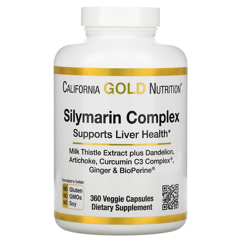 Силімарин комплекс California GOLD Nutrition "Silymarin Compleх" для очищення печінки, 300 мг (360 капсул)