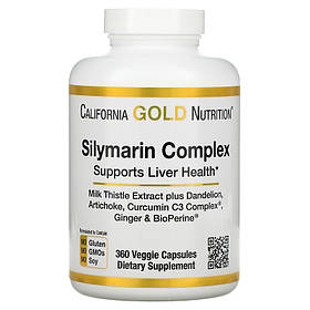 Силімарин комплекс California GOLD Nutrition "Silymarin Compleх" для очищення печінки, 300 мг (360 капсул)