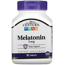 Мелатонін 21st Century "Melatonin" здоровий цикл сну, 3 мг (90 таблеток)