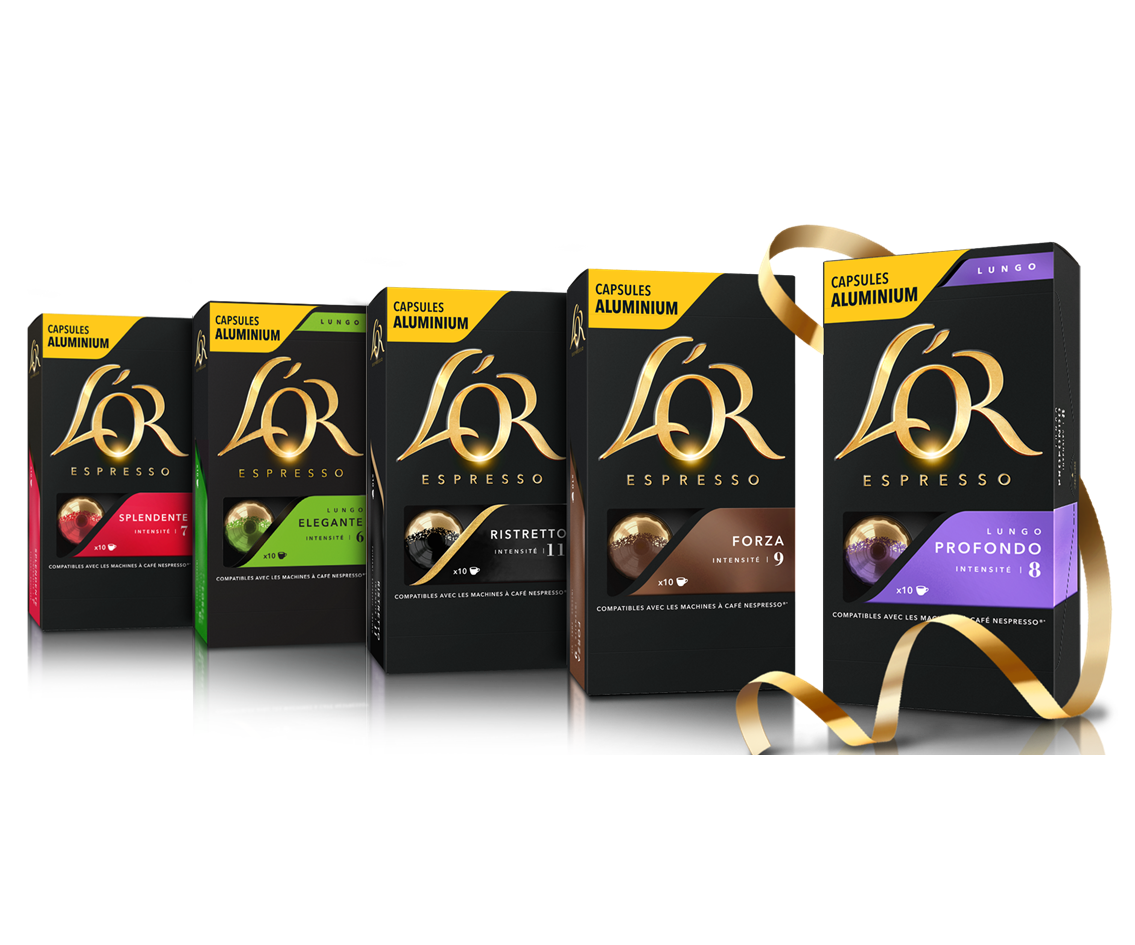 Кава в капсулах Nespresso L'or Assorti — Кава в капсулах Неспресо (5 видів упаковок по 10 капсул)