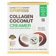 Вершки з кокосом і колагеном California GOLD Nutrition, Superfoods "Collagen Coconut Creamer" (12 шт. х 24 г)