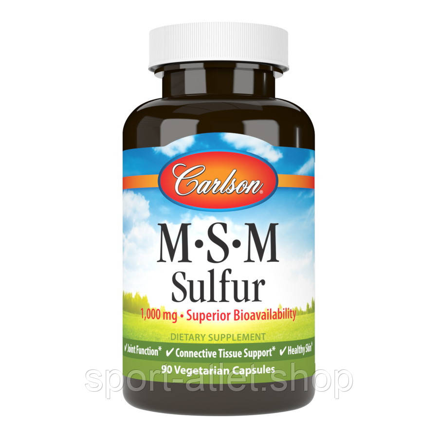 Препарат для суглобів і зв'язок Carlson Labs MSM Sulfur 1000 mg, 90 вегакапсул