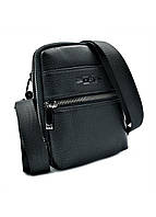 Мужская кожаная сумка H.T.Leather чёрного цвета 17 х 13 х 5 см (DRM_296479)