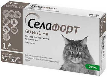 Селафорт для котів, спот-он  60мг (7,5-10 кг) 1 мл KRKA
