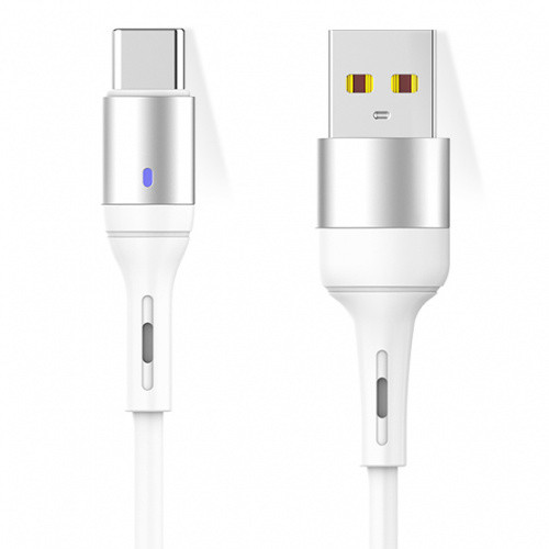 Кабель SkyDolphin S06T LED Smart Power USB - Type-C 3A/1m (Білий)