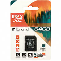 Карта Пам'яті Mibrand MicroSDHC 64gb 10 Class + Adapter