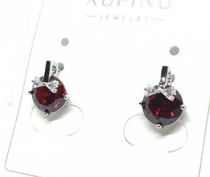 Сережки з червоним каменем для вух ХuPing